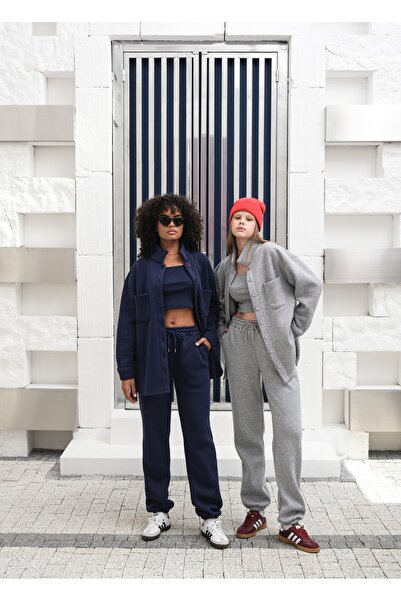 OUZ 3 Thread Ribbed 100% Cotton 3 Piece Sportswear Set