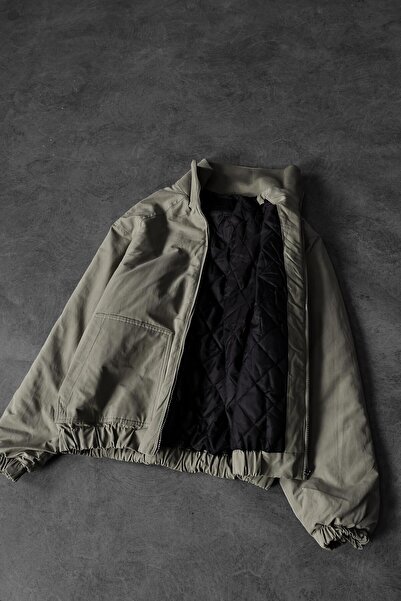 Slatra Men's Khaki Padded Bomber Jacket