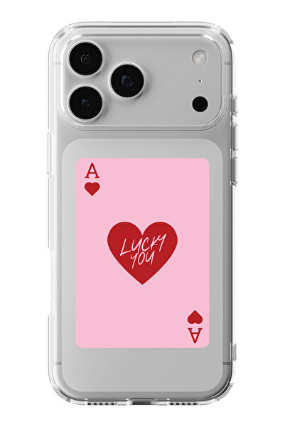 moonset Iphone 17 Pro Uyumlu Lucky You Kart Tasarımlı Baskılı Şeffaf Telefon ...