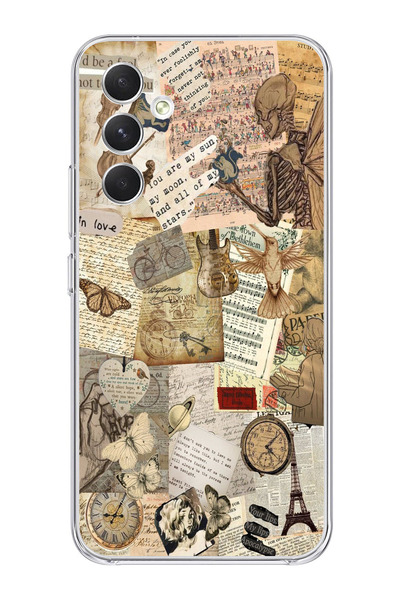 moonset Samsung Galaxy A17 Uyumlu Vintage Tasarımlı Baskılı Şeffaf Telefon Kı...