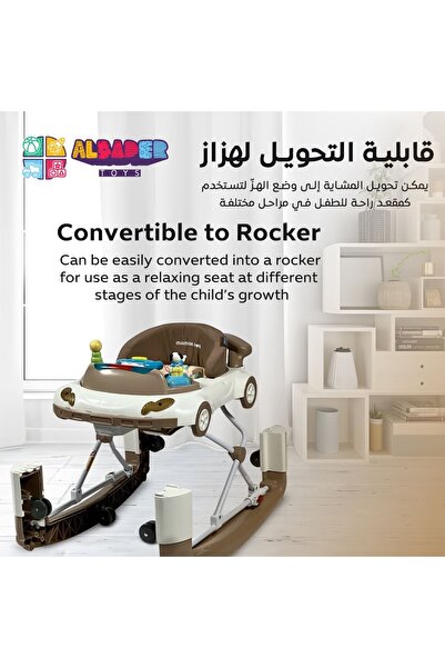 ALBADER Rocking Baby Walker with Toys and Comfortable Seat Adjustable Baby Activity Walker with Music