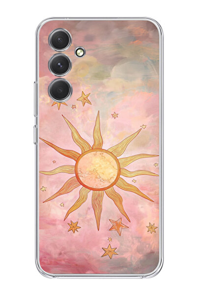 moonset Samsung Galaxy S25 FE Uyumlu Güneş Tasarımlı Baskılı Şeffaf Telefon K...