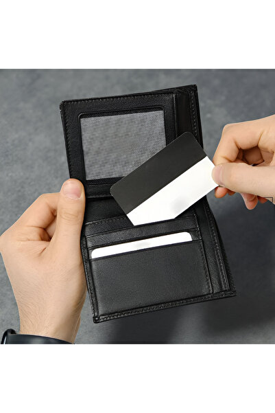 MODA محفظة رجالية من الجلد الطبيعي باللون الأسود - 6 فتحات للبطاقات، وقسمان ش...