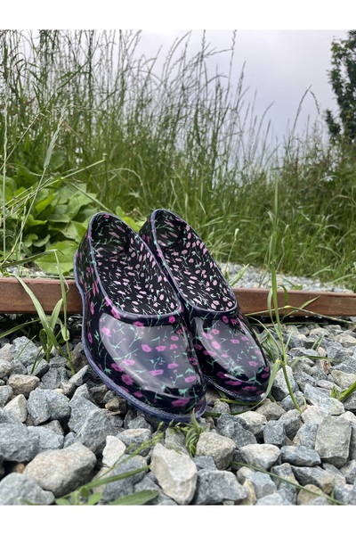 BOTMAX Women's Purple Floral Patterned Plastic Garden Shoes