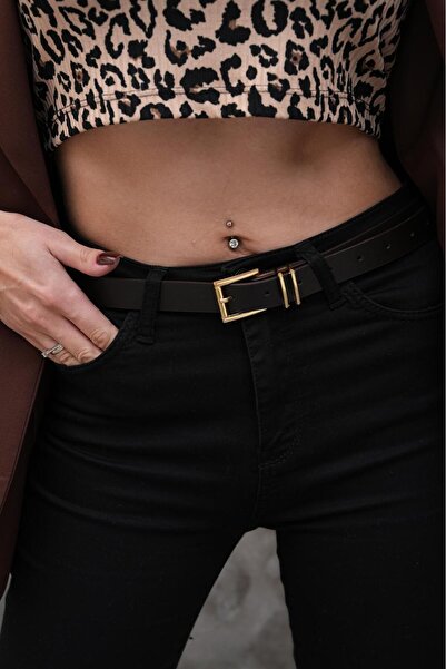 Damla Gold Buckle Basic Women's Belt Trouser Belt Waist Belt Shirt Belt