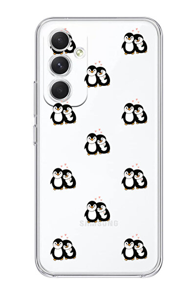 moonset Samsung Galaxy S25 FE Uyumlu Penguenler Tasarımlı Baskılı Şeffaf Tele...