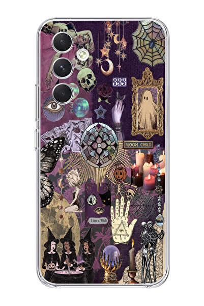 moonset Samsung Galaxy S25 Uyumlu Witch Kolaj Tasarımlı Baskılı Şeffaf Telefo...