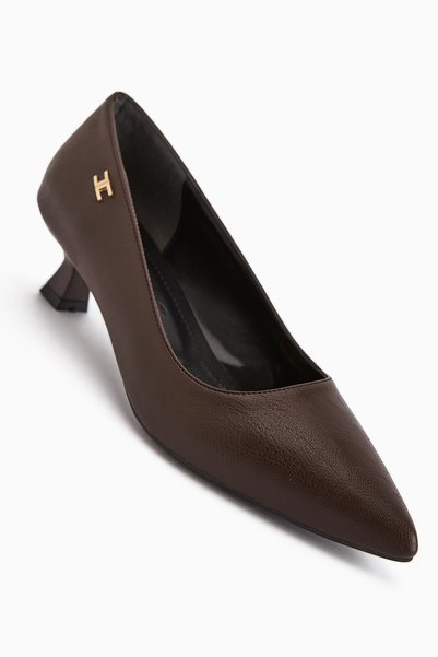 Limoya Wera Brown Short Heeled Shoes Women's Stiletto
