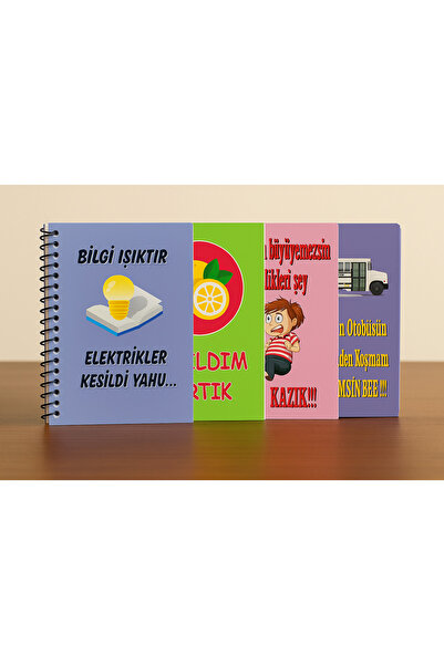 Janissary 4 Adet Çizgili Not Defteri Seti 50 Sayfa, Hediyelik Defter, Cep Boy