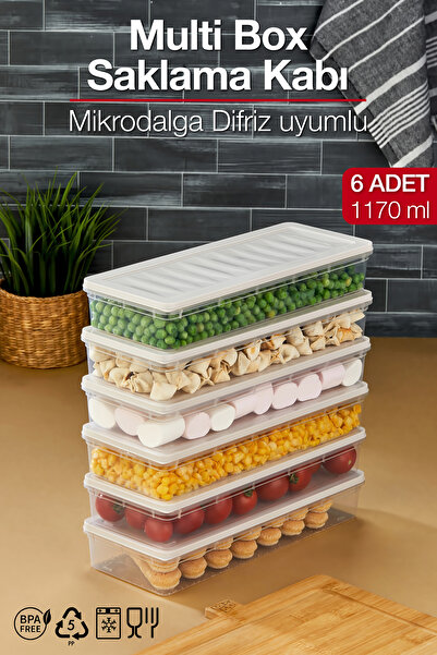 ALP HOME Multi Box 6 Lı Set Saklama Kabı Seti - Dondurucu & Mikrodalga Uyumlu