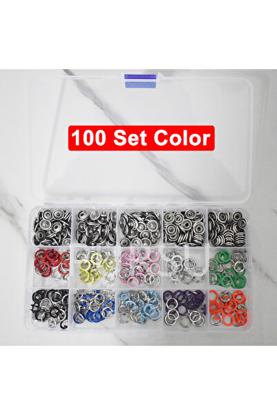 Choice3 ١٠٠ مجموعة من أزرار كبس معدنية مجوفة بخمسة مخالب، ملونة، مقاس ٩٫٥ مم،...