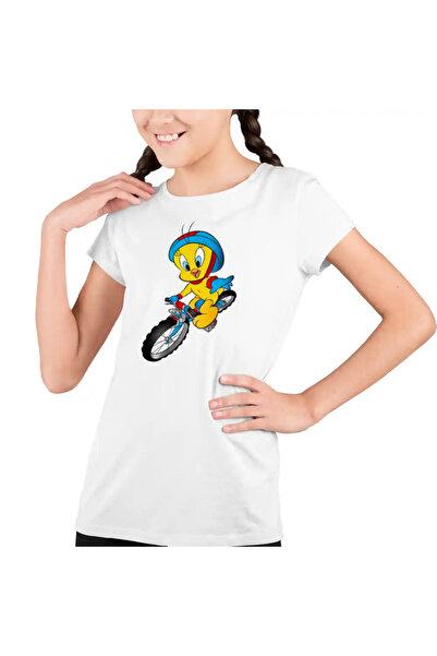 OEM Tricou Copii Fete Tweety Bicicleta