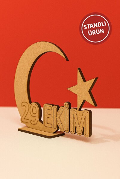 birlazer 10 Pcs Wooden Painting October 29Th Republic Flag and Crescent Star Figure Activity