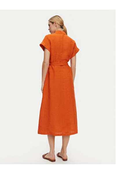 Luisa Spagnoli Γυναικείο Φόρεμα-Πουκάμισο 541978 PARETE Πορτοκαλί