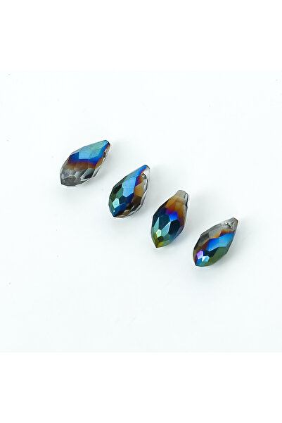 yfhobi 5 Adet- 12 mm Damla Kristal Üstten Delik Cam Boncuk, Çift Renkli Şeffa...