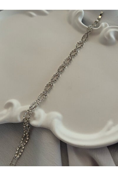 lesuvera سوار أنيق من حجر الزركون الفضي اللون على شكل مسار مائي