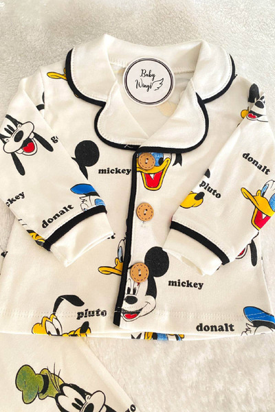 Baby Wings Kız Erkek Unisex Lüx Alt-Üst 2 Parça Desenleri Canlı Pamuklu Pijama Takımı
