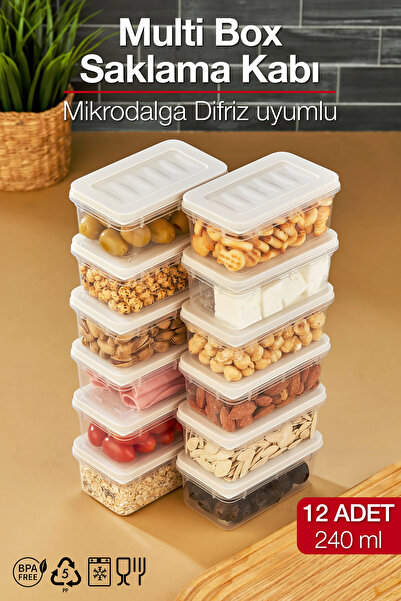 Pazarika Multi Box 12 Li Set Saklama Kabı Seti - Dondurucu & Mikrodalga Uyumlu