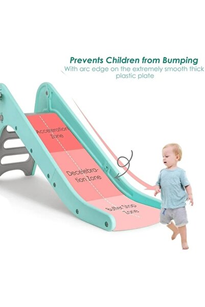 ALBADER Kids Slide with Basketball Hoop Safe Design Rounded Corners Long 160 cm Sliding Track Built-in Ladde