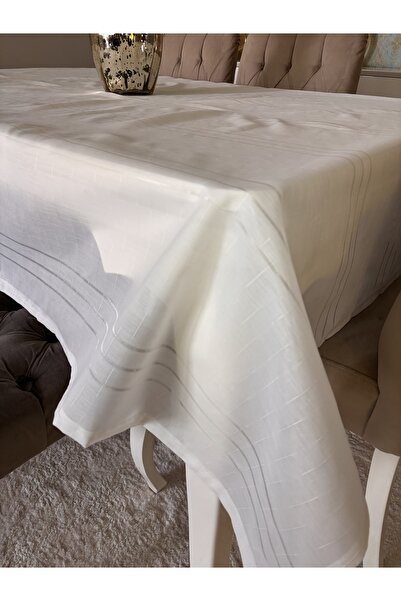 Ayd Home Cream Color 6-8 People 160-220cm Tablecloth Linen Tableware Christmas New Year