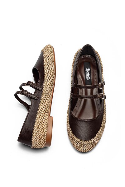 Dedos Kadın Hasır Örgü Detaylı Tokalı Babet 2005