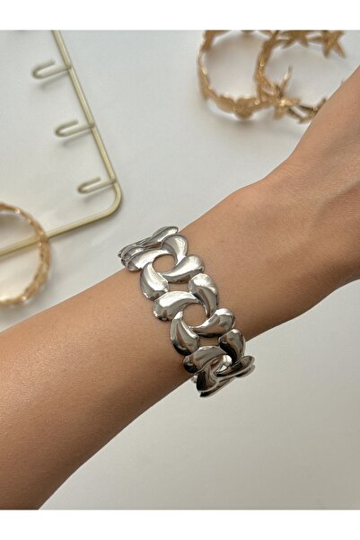 YOUES JEWELRY Çelik Kalın Kelepçe Bilezik Ayarlanabilir Kadın Erkek Unisex