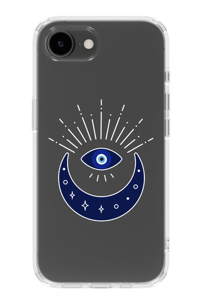 moonset Iphone 16E Uyumlu Nazar Göz Tasarımlı Baskılı Şeffaf Telefon Kılıfı