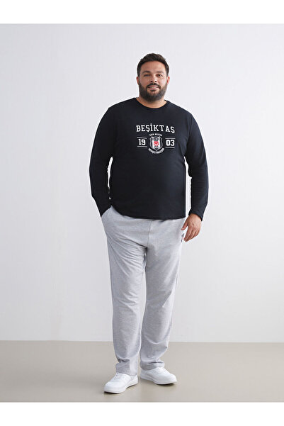 LC Waikiki Siyah Büyük Beden Beşiktaş Baskılı Erkek Pijama Takımı