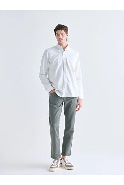 LC Waikiki Southblue White Regular Fit Long Sleeve Men's Lumberjack Shirt