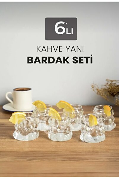 Koliva Home 6'lı Üzüm Bardak Seti, Bubble Bardak, Bulut Bardak, Kahve Yanı Su...
