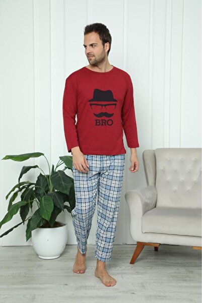 Intisimo Pijamale bărbătești, bluză + pantaloni lungi, Bro, bleumarin/albastr...