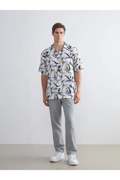 LC Waikiki Lcw Vision White Regular Fit Short Sleeve Patterned Men's Shirt