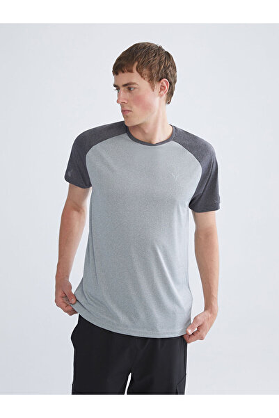 LC Waikiki Gray crew neck Color Block men's t-shirt from plus-store
