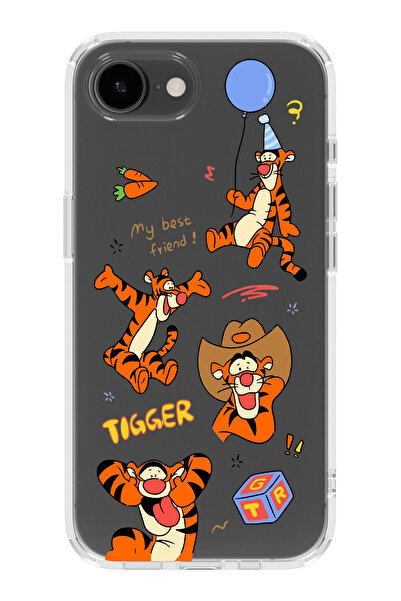 moonset Iphone 16E Uyumlu Tigger Tasarımlı Baskılı Şeffaf Telefon Kılıfı