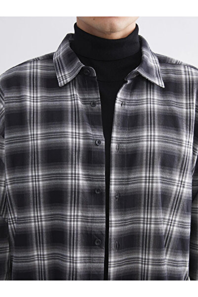 LC Waikiki LCW Vision Gri Regular Fit Uzun Kollu Ekose Erkek Oduncu Gömlek