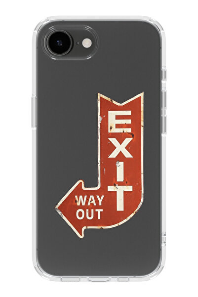 moonset Iphone 16E Uyumlu Exit Tasarımlı Baskılı Şeffaf Telefon Kılıfı