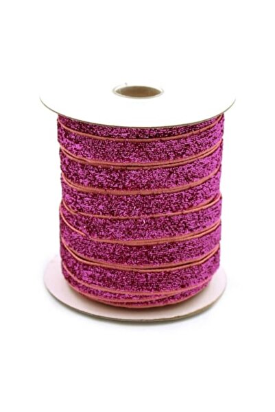 OEM Panglica catifea cu sclipici 10mm 40 m ciclam