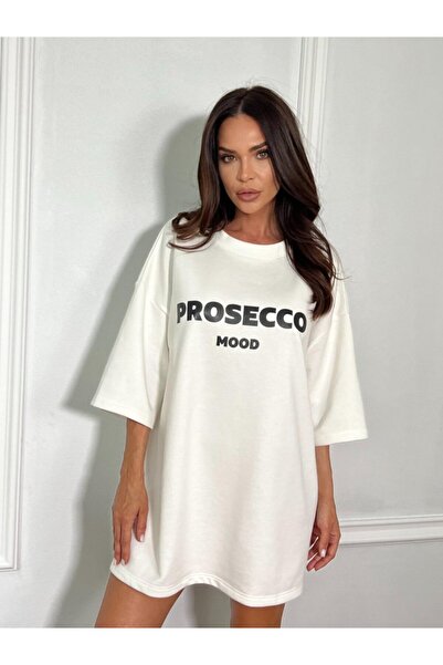CC STORE Tricou oversized PROSECCO MOOD, cu imprimeu minimalist pe piept