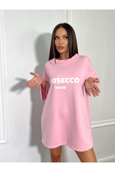 CC STORE Tricou oversized PROSECCO MOOD, cu imprimeu minimalist pe piept