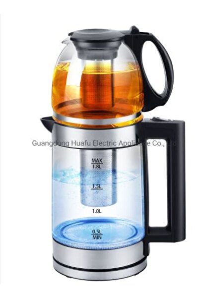 Empressco 2 Litre Cam Çaycı Kettle, Demlikli, Filtreli, Hafif ve Şık Tasarım