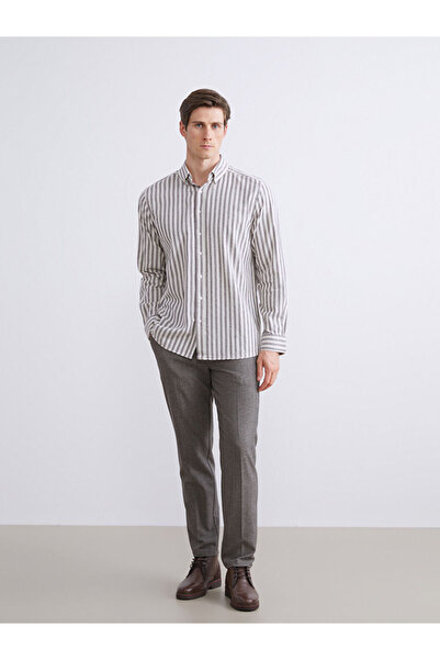 LC Waikiki Sparkling Choices from Shining Store |   Regular Fit Striped Linen Look Men's Shirt
