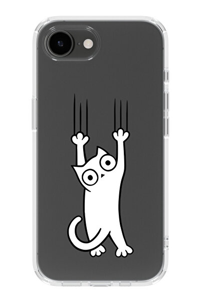 moonset Iphone 16E Uyumlu Kedi Tasarımlı Baskılı Şeffaf Telefon Kılıfı