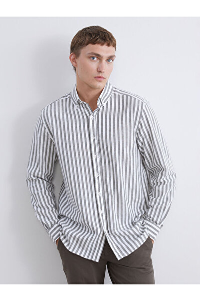 LC Waikiki Sparkling Choices from Shining Store |   Regular Fit Striped Linen Look Men's Shirt
