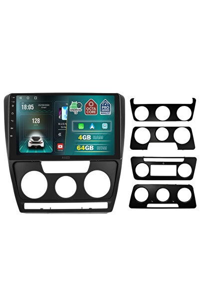 MaxTech Navigatie Skoda Octavia 2 pre-facelift (2004-2008) dedicata, 4 GB Ram 64 GB Rom OctaCore, Carplay