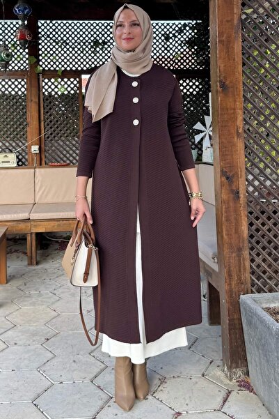 Rabia Şamlı Sinem Çelik Knitted Sweater Cardigan Bitter Brown