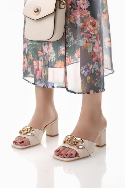 Nesil Shoes Senyo 080 Women's Slippers with Leather Chain Buckle