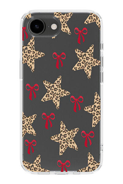 moonset Iphone 16E Uyumlu Yıldız ve Fiyonk Tasarımlı Baskılı Şeffaf Telefon K...