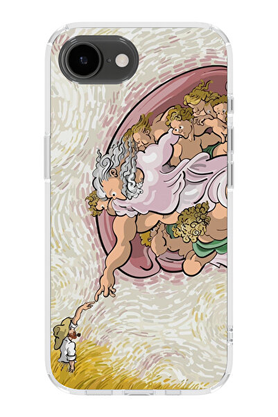 moonset Iphone 16E Uyumlu Van Gogh Tasarımlı Baskılı Şeffaf Telefon Kılıfı