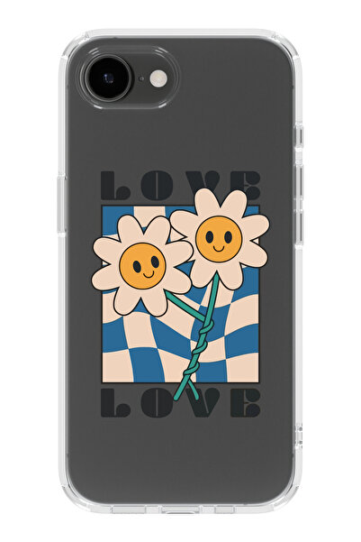 moonset Iphone 16E Uyumlu Sevimli Çiçekler Tasarımlı Baskılı Şeffaf Telefon K...