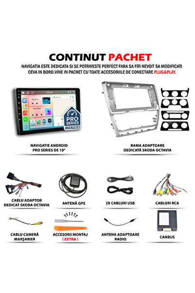 MaxTech Navigatie Skoda Octavia 2 facelift (2009-2014), 2 GB Ram 32 GB Rom, Carplay & Android auto